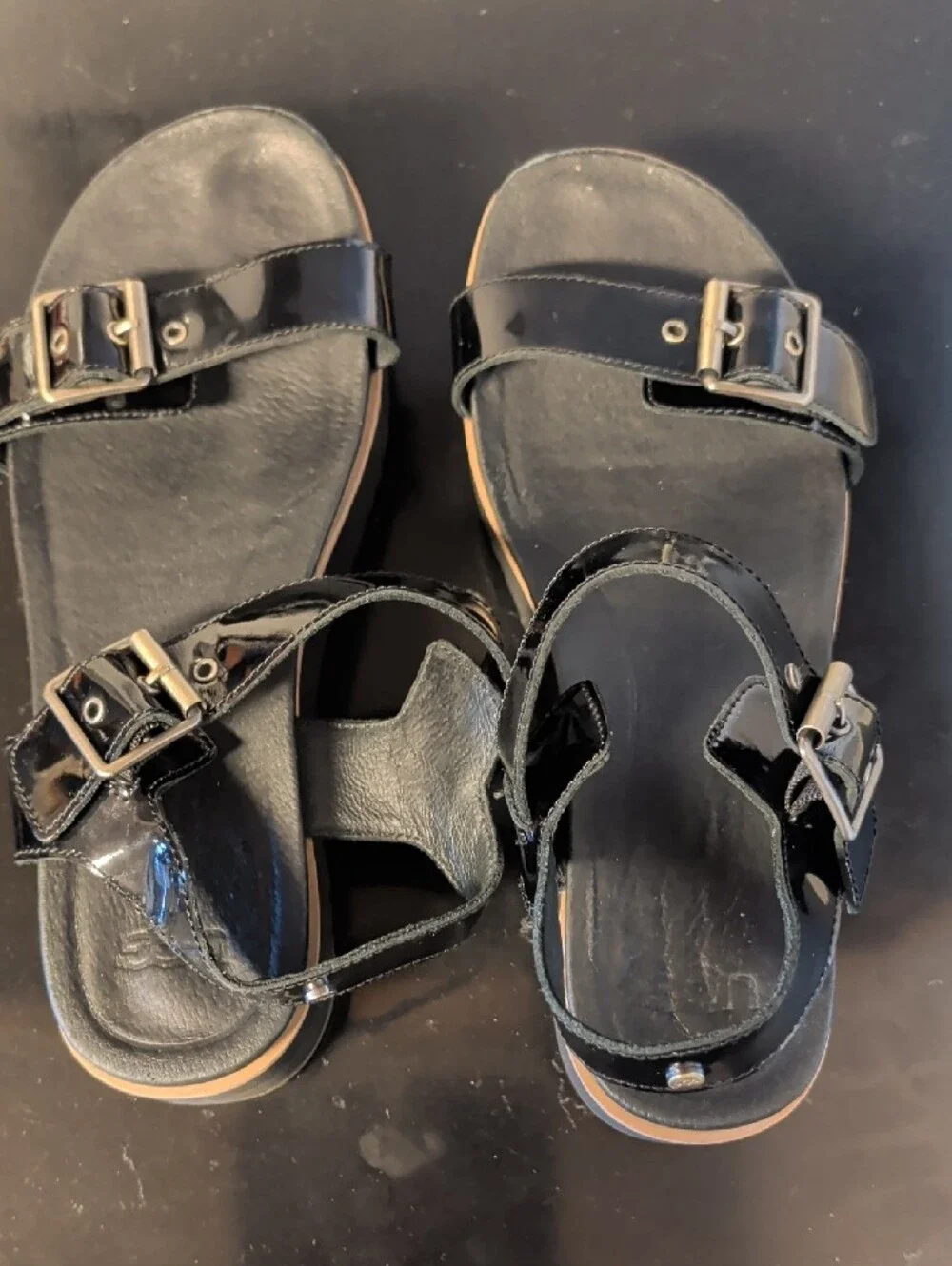 UGG Angie Platform Leather Sandals Size 7 Used Great